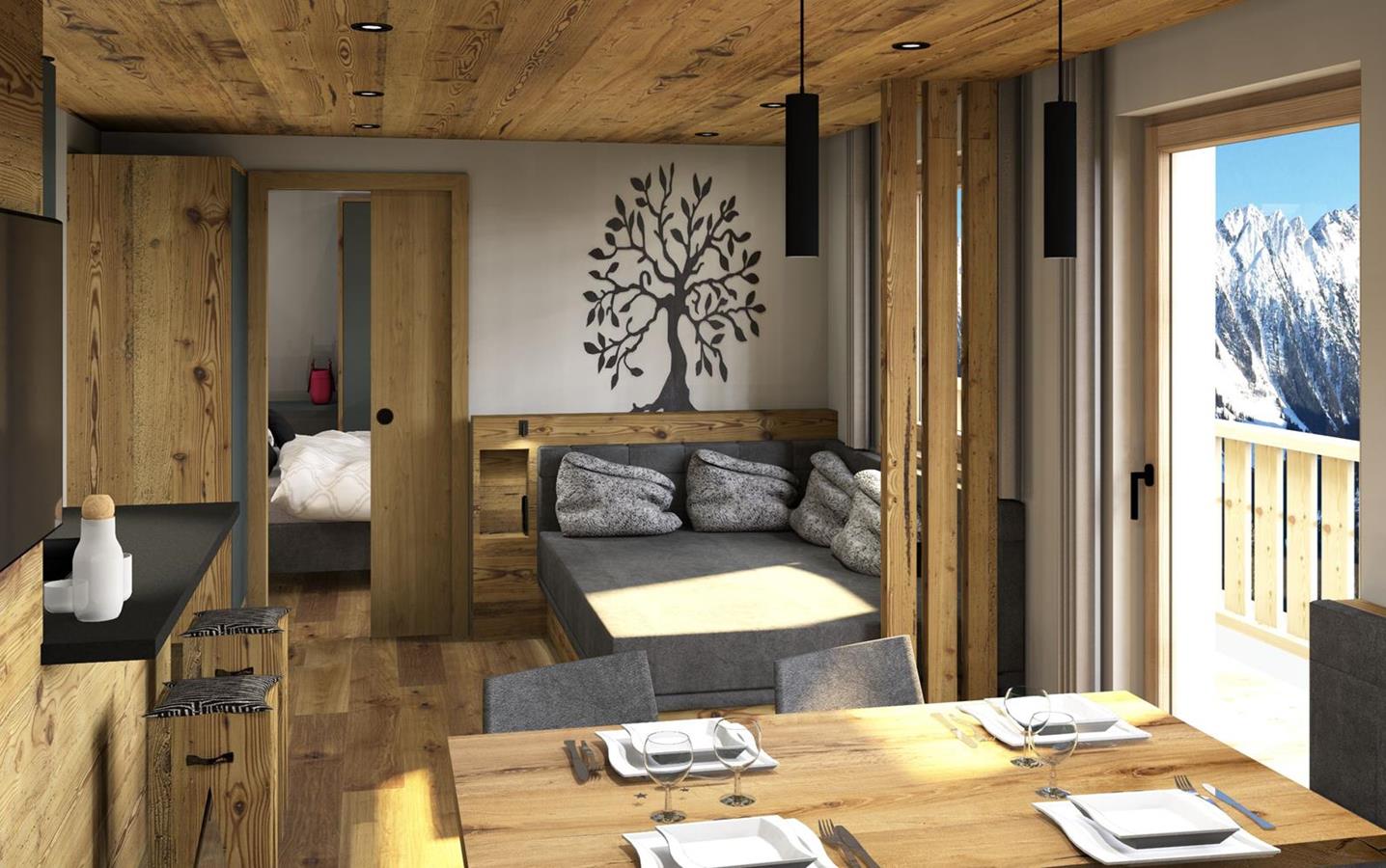 Rendering of the Sonnenuhr apartment