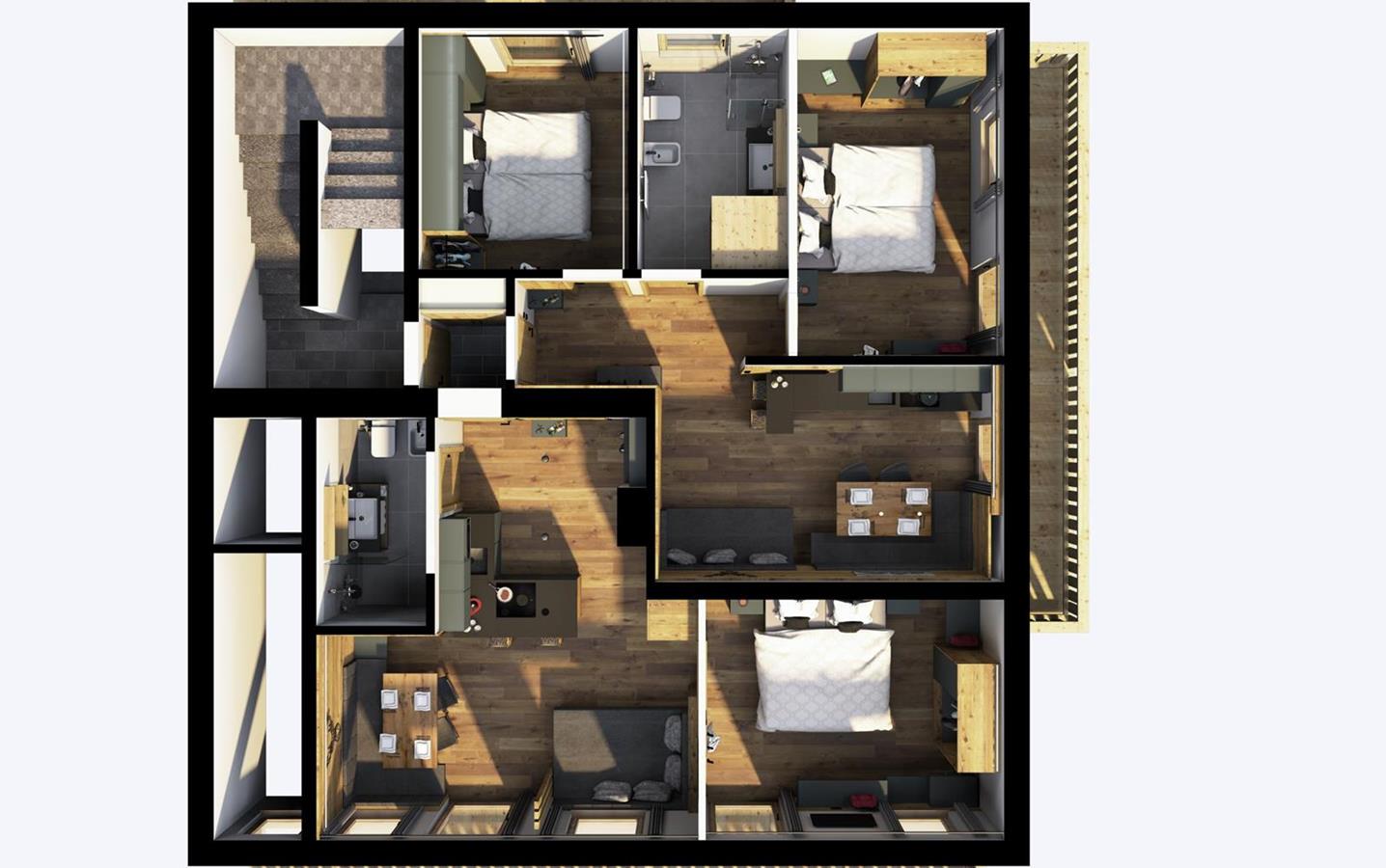 3D Grundriss des Apartments Helm