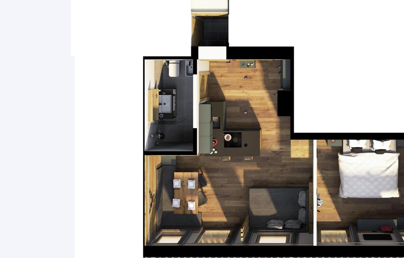 3D floor plan of the Sonnenuhr apartment