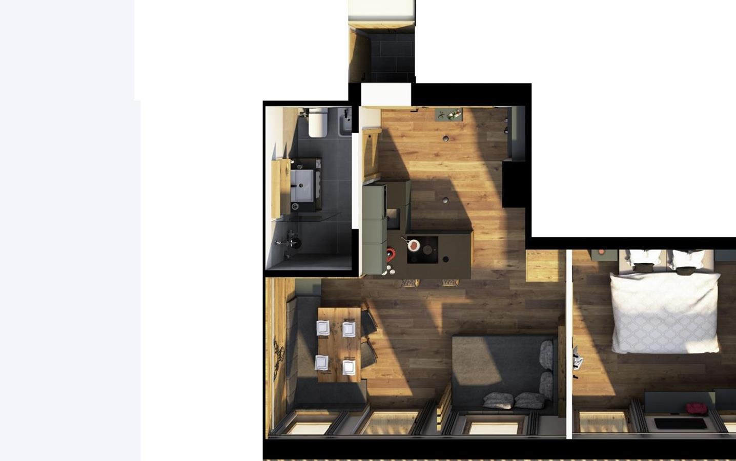 3D floor plan of the Sonnenuhr apartment