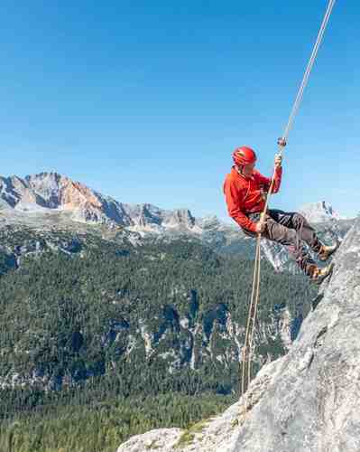 A climber in the Dolomites