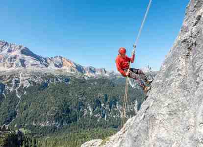 A climber in the Dolomites
