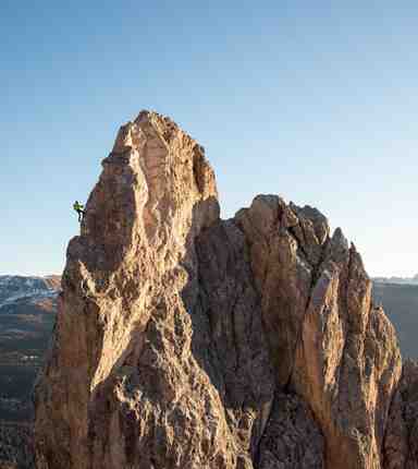 A climber in the Dolomites