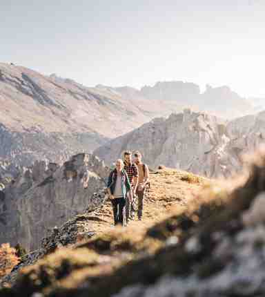 Three people hiking